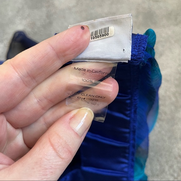 BEACH Bunny Swimwear Bikini Paradise Blue Chevron Silk Maxi Dress Coverup Size M - Picture 8 of 10